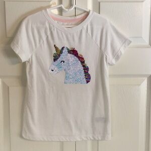 Cat & Jack White Tee with Sequin Unicorn
